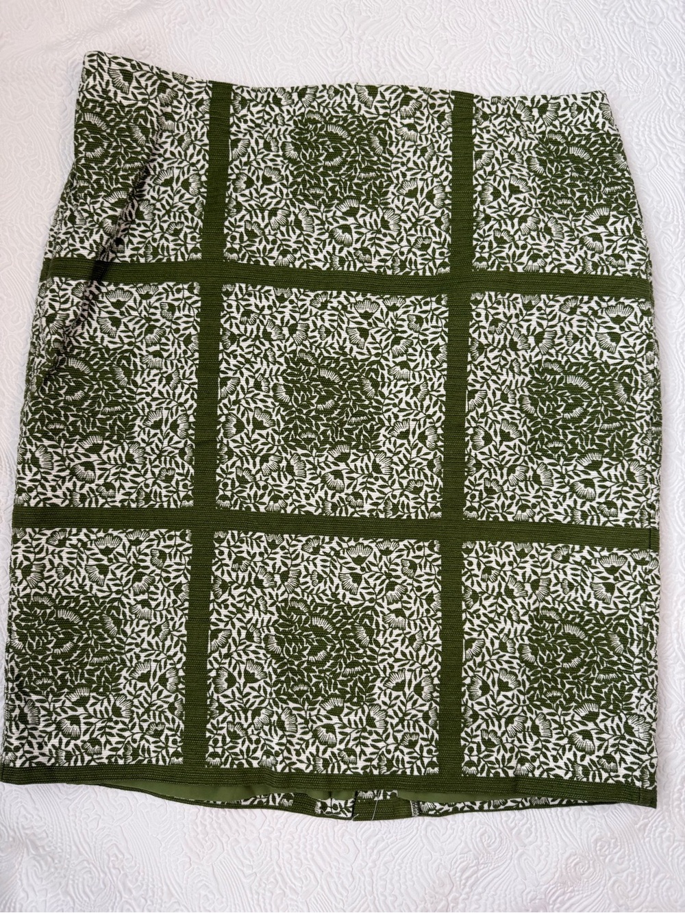 Ann Taylor Factory Olive Green Floral Waistband Skirt